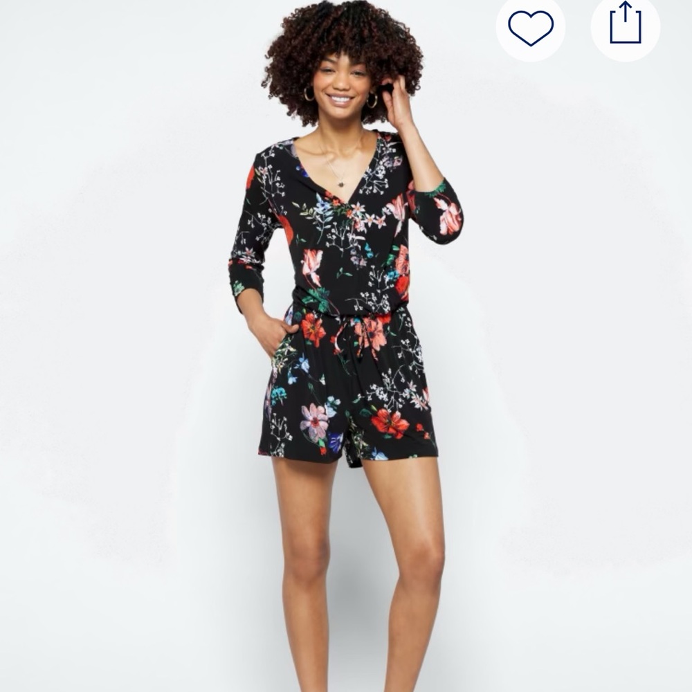 Floral Black Romper